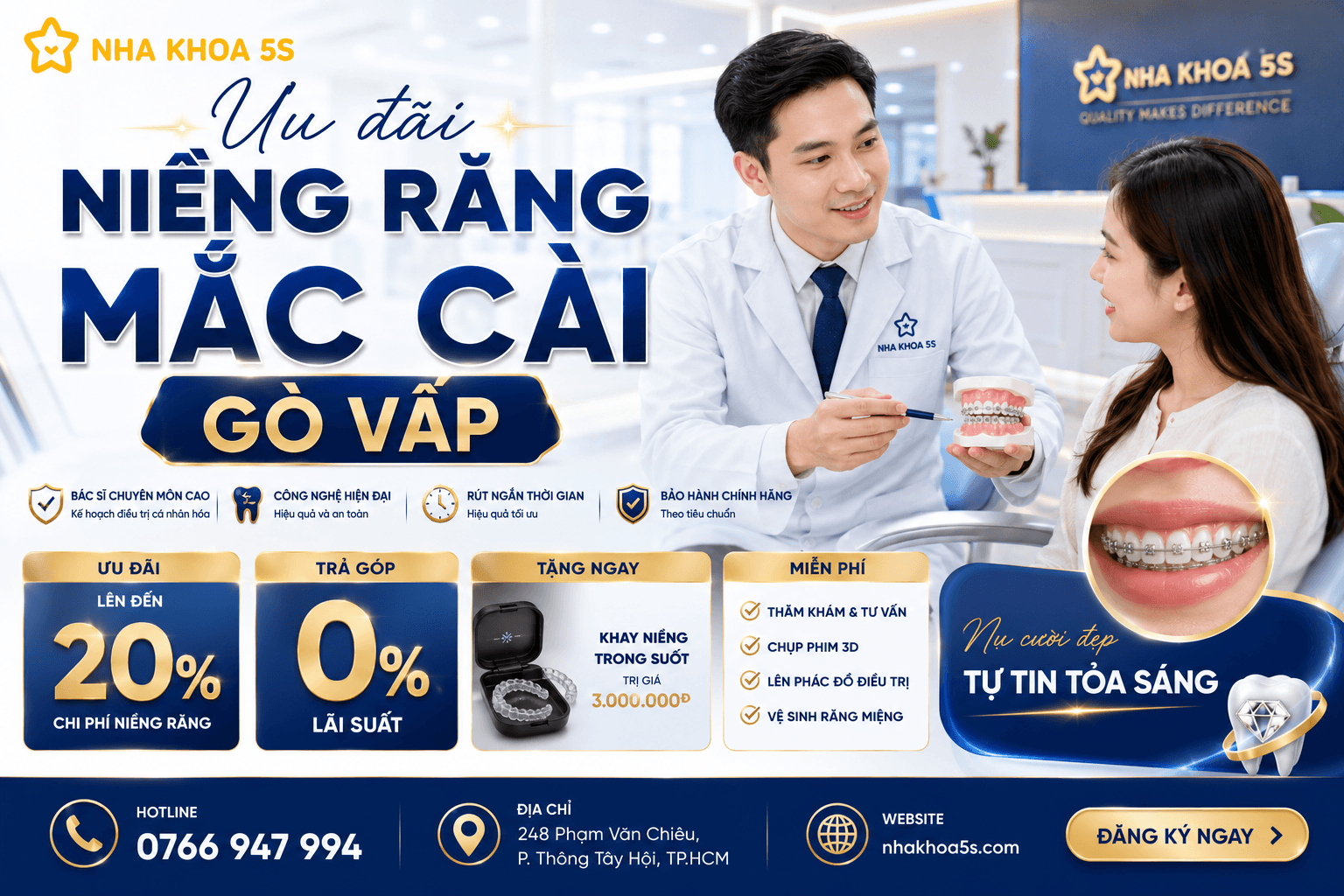 Giá niềng răng mắc cài Gò Vấp và các yếu tố quyết định chi phí