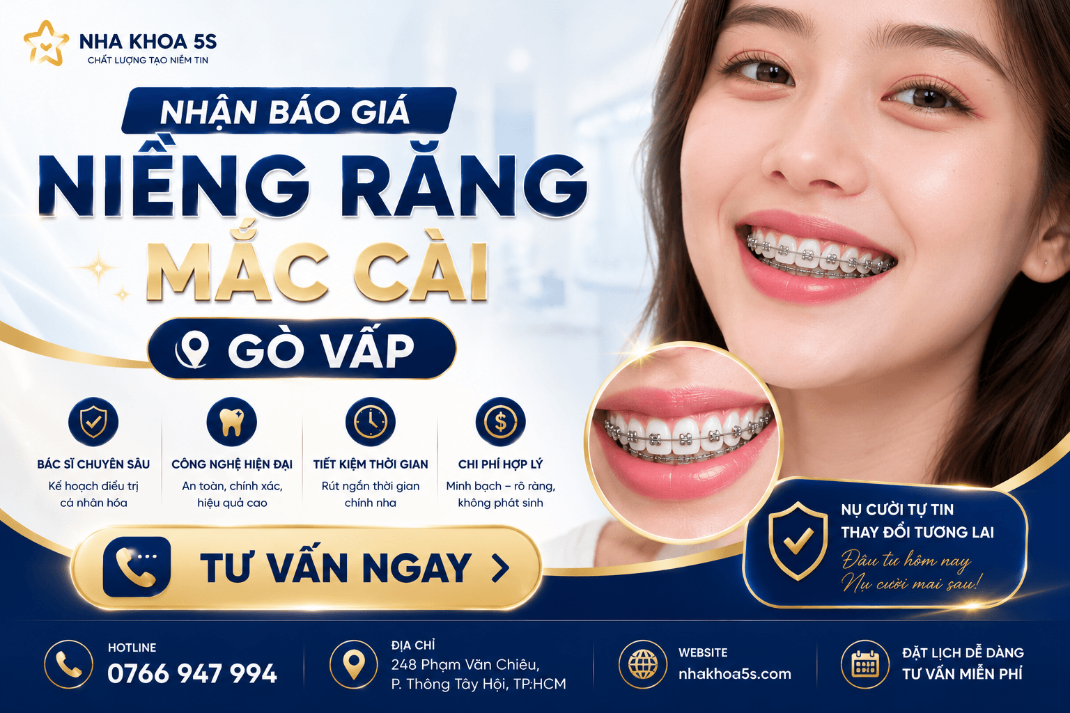 Giá niềng răng mắc cài Gò Vấp theo từng loại mắc cài