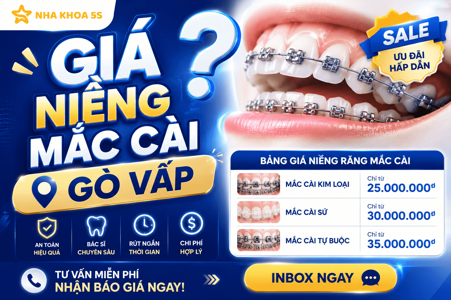 Giá niềng răng mắc cài Gò Vấp cho người mới tìm hiểu chỉnh nha