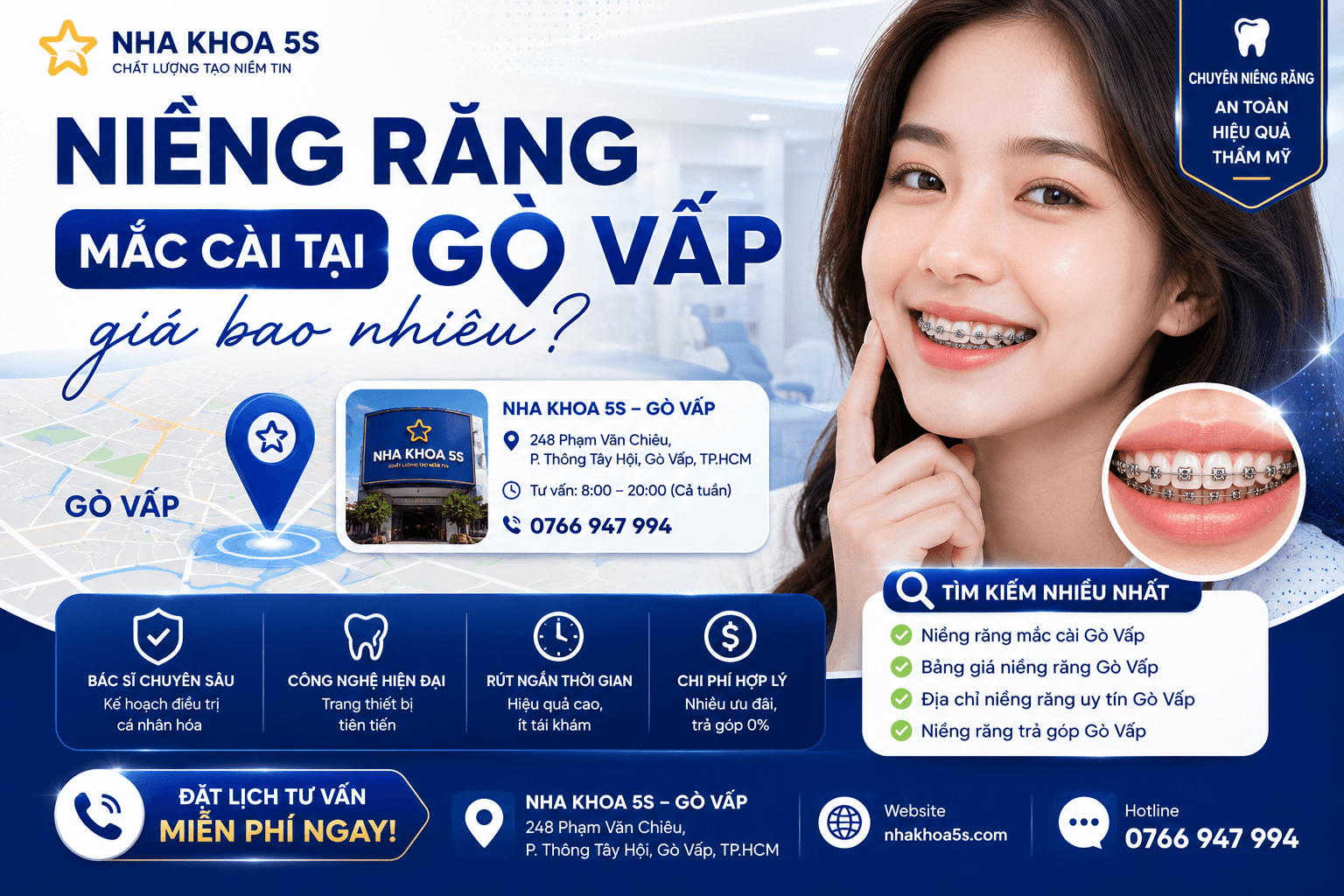 Giá niềng răng mắc cài Gò Vấp bảng giá chỉnh nha mới nhất