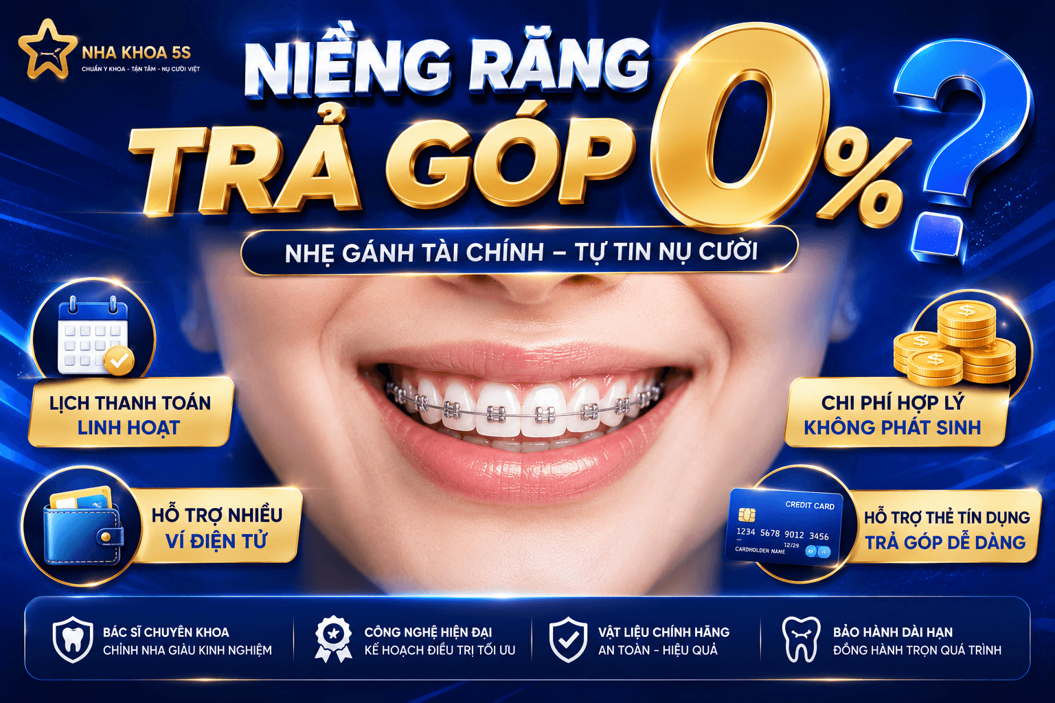 Bảng giá niềng răng trả góp và chính sách thanh toán theo tháng