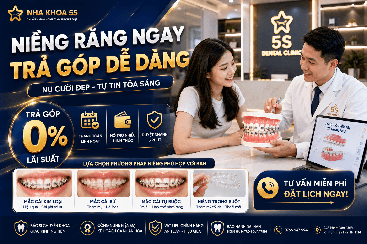 Bảng giá niềng răng trả góp trong quy trình thăm khám chỉnh nha