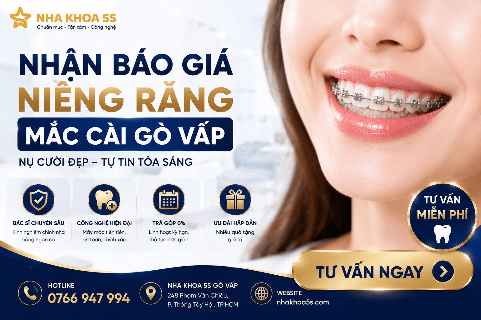 BẢNG GIÁ NIỀNG RĂNG MỚI NHẤT 2026 theo mắc cài kim loại và mắc cài sứ