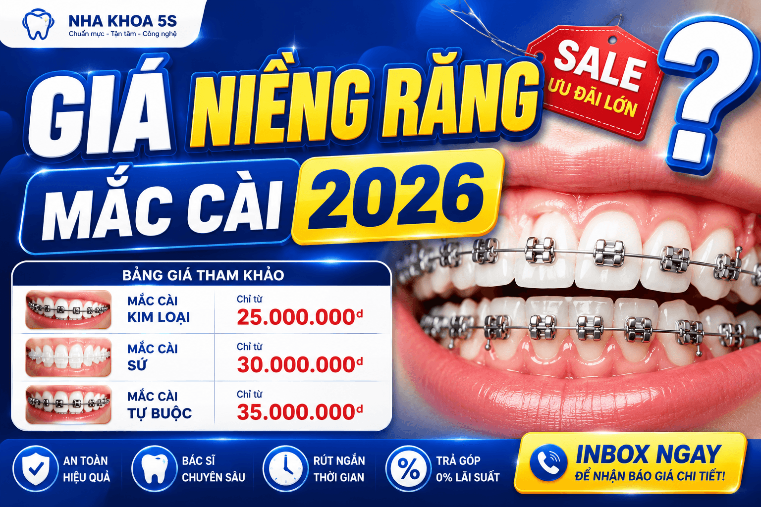 BẢNG GIÁ NIỀNG RĂNG MỚI NHẤT 2026 dành cho người mới tìm hiểu chỉnh nha
