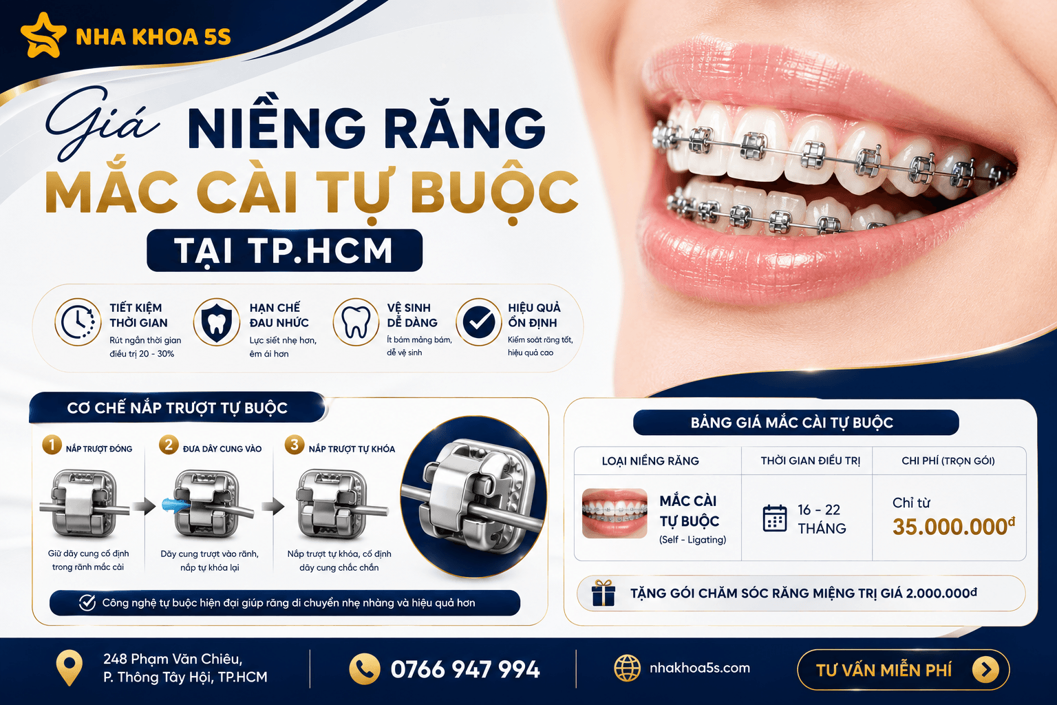 Bảng giá niềng răng tại TP.HCM trong quy trình thăm khám chỉnh nha