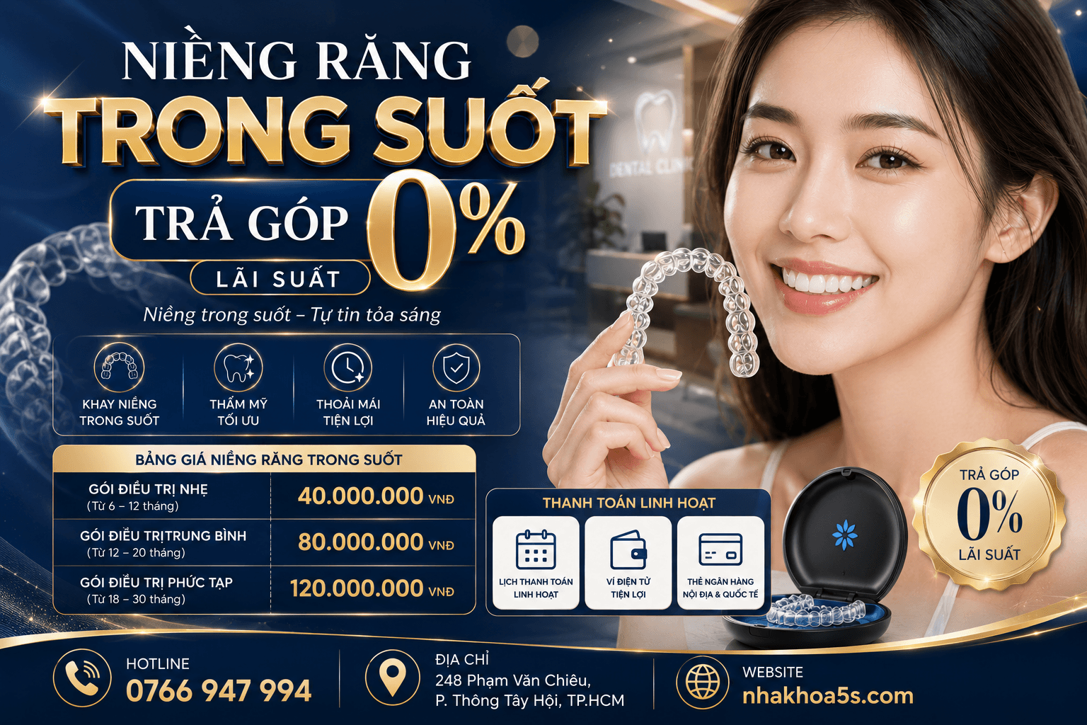 Bảng giá niềng răng trong suốt phụ thuộc công nghệ và bác sĩ
