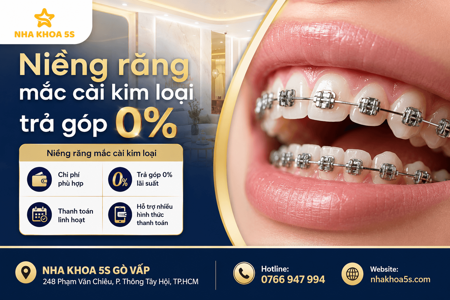 Bảng giá niềng răng trả góp 0 lãi suất cho người muốn niềng răng tiết kiệm