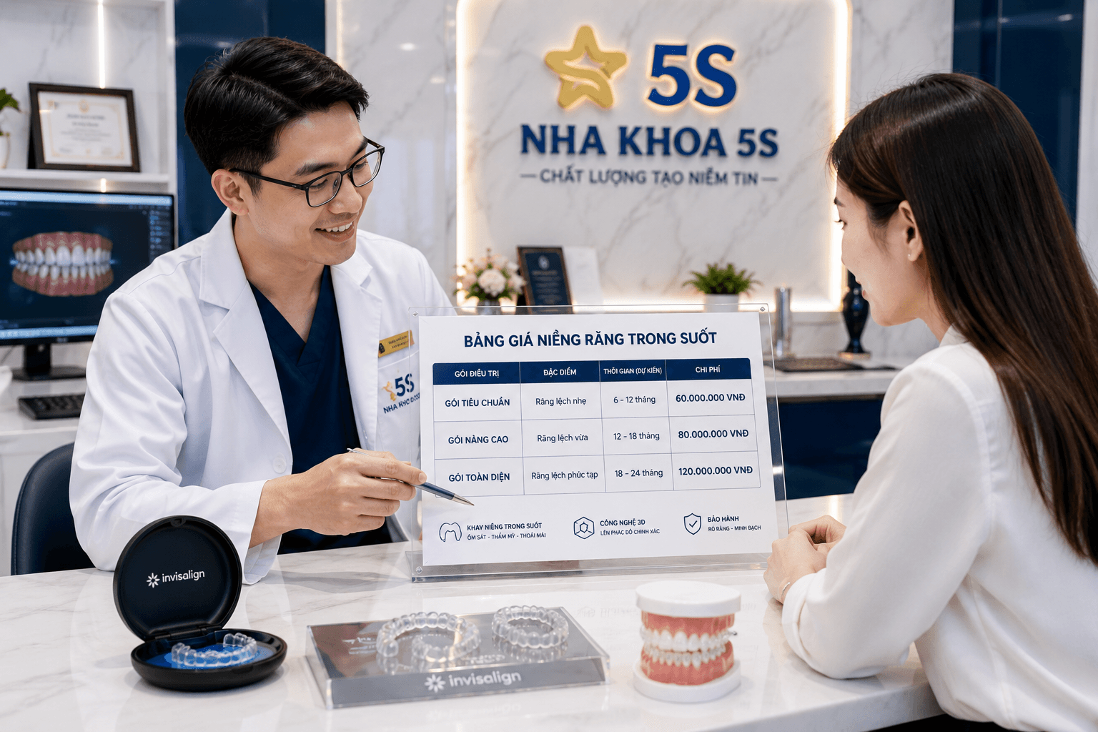 Bảng giá niềng răng trong suốt dành cho người trưởng thành