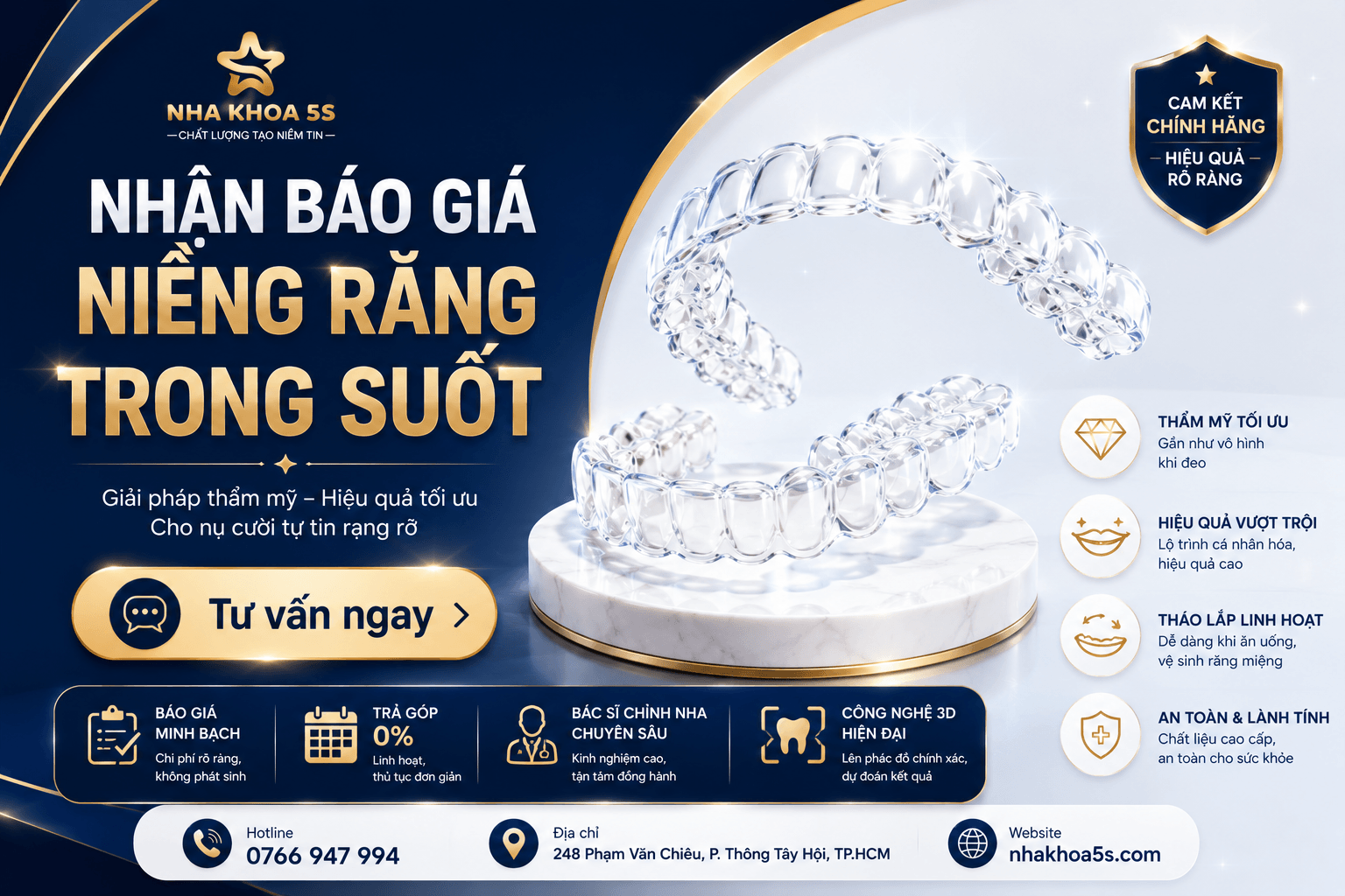 Bảng giá niềng răng trong suốt và khay niềng hiện đại