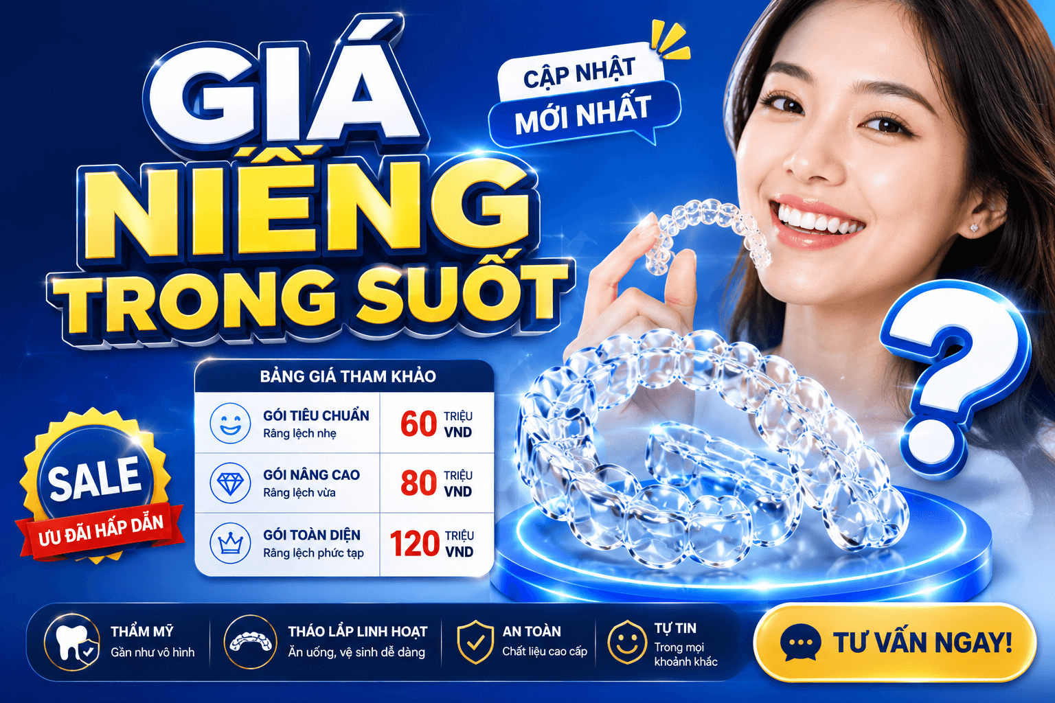 Bảng giá niềng răng trong suốt mới nhất năm 2026