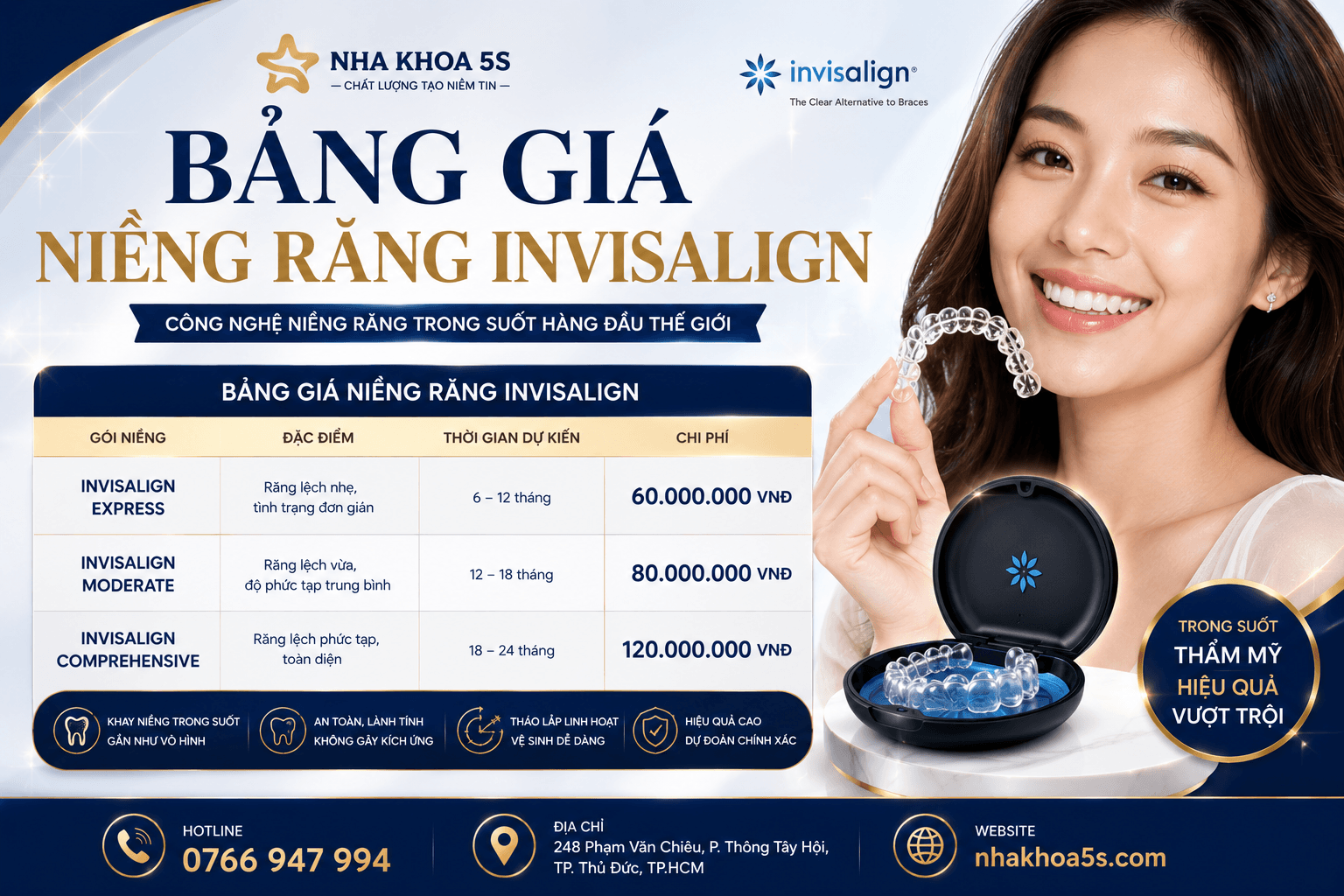 Cách vệ sinh khay trong bảng giá niềng răng Invisalign
