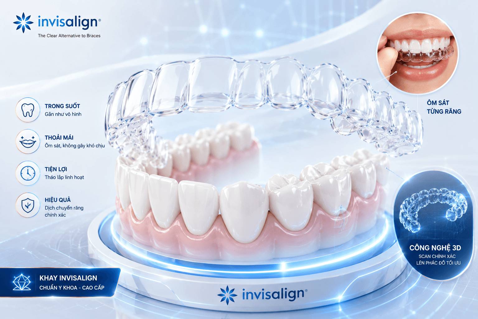 Bảng giá niềng răng Invisalign so sánh với niềng mắc cài