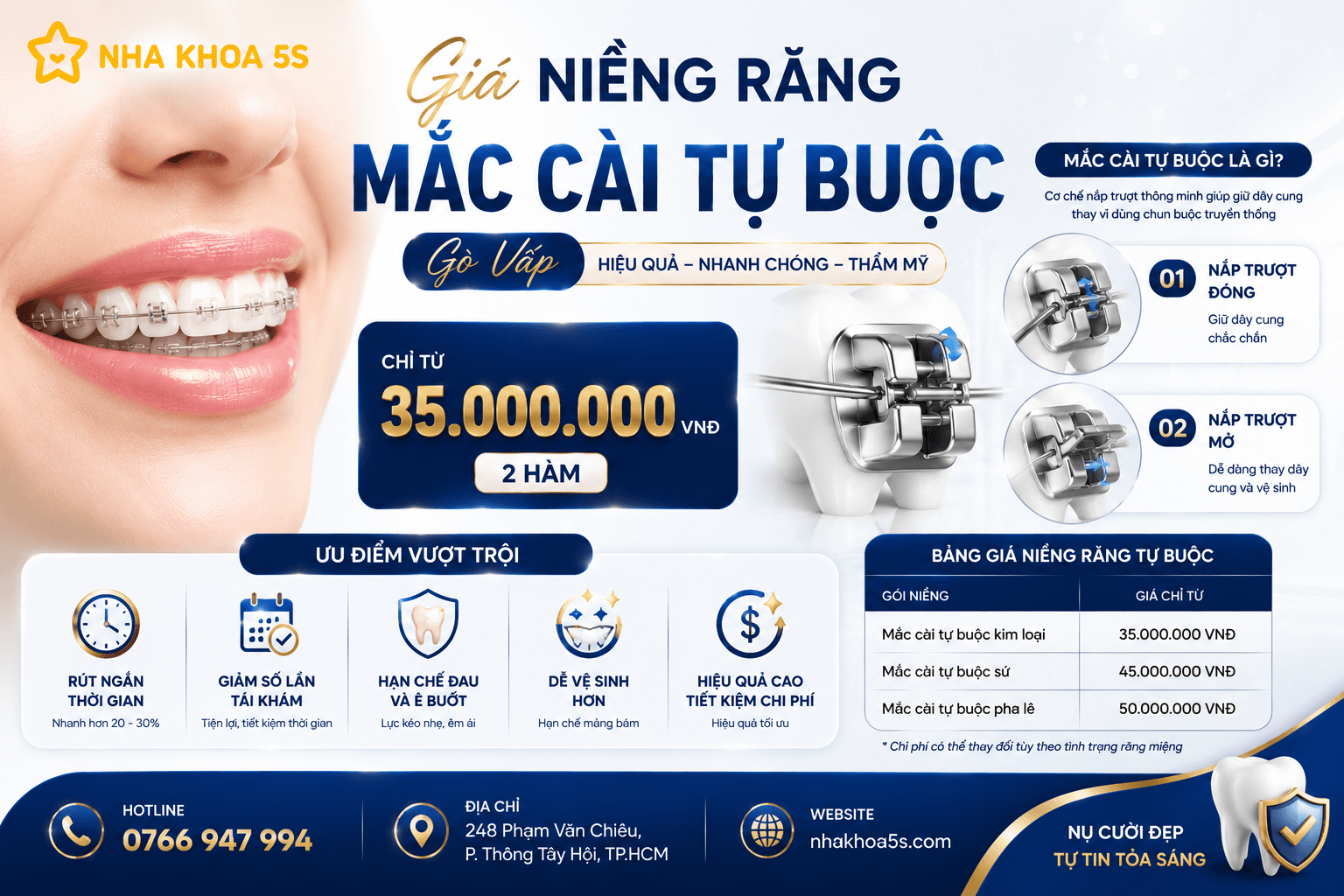 Giá niềng răng mắc cài Gò Vấp tại nha khoa uy tín